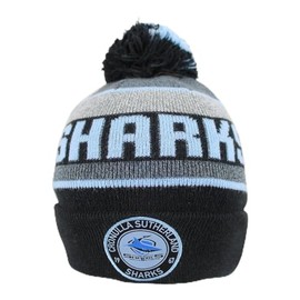 Cronulla Sharks NRL Rugby League Tundra Pom Pom Beanie