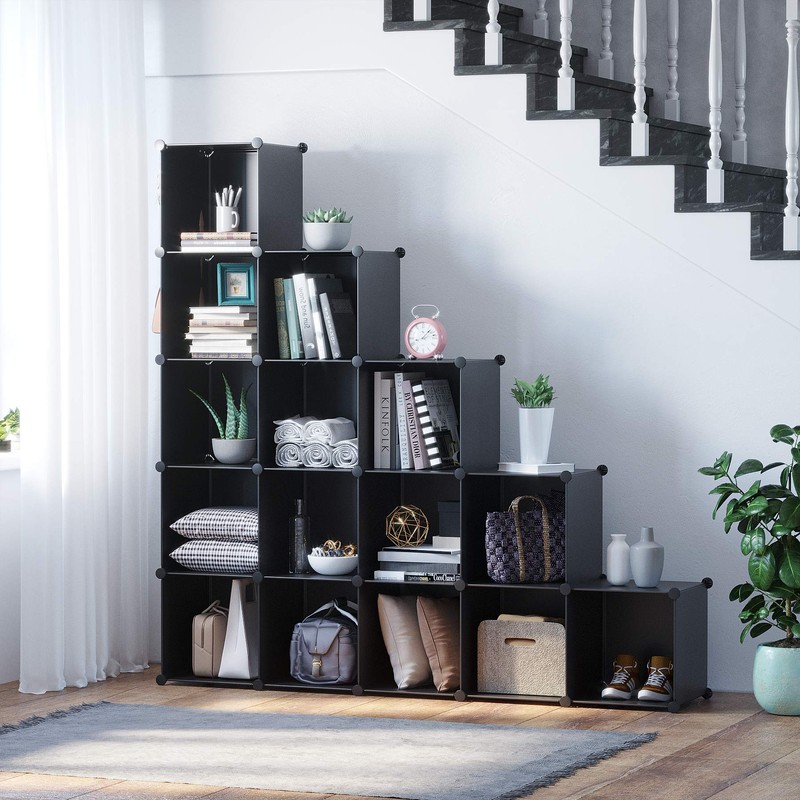 C&AHOME Cube Storage Organizer, 16-Cube Shelves Units, Plastic Storage Cubes,