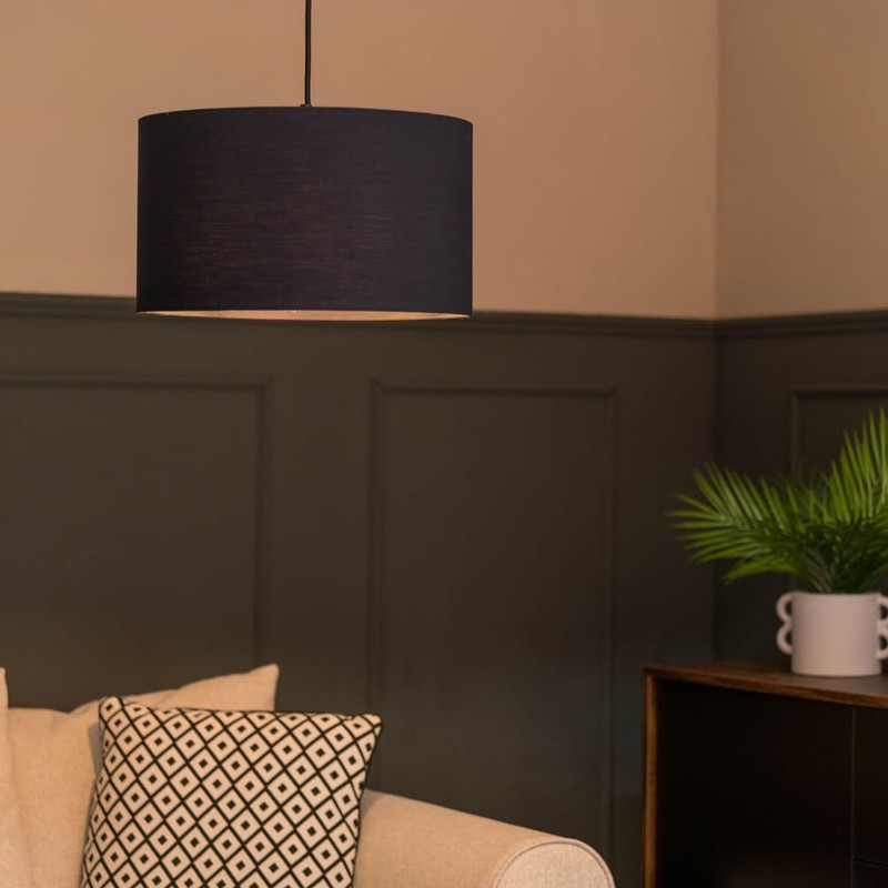 MiniSun | Medium Modern Navy Blue Fabric Drum Light Shade