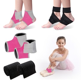 GRKZBKW 2 Pairs Kids Ankle Brace, youth ankle brace for sports, Ankle Wrap for Sprain, Adjustable Foot Stabilizer for Sprains, Injuries & Active Play for Daily Wear (Pink, Medium)