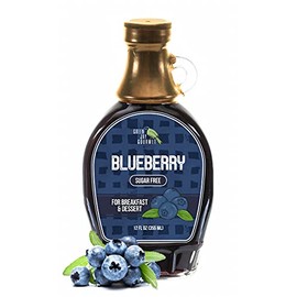 Green Jay Gourmet Sugar Free Blueberry Syrup - No Sugar Premium Breakfast Syrup with Fresh Blueberries & Lemon Juice - All-Natural, Non-GMO Pancake Syrup, Waffle Syrup & Dessert Syrup - 12 Ounces