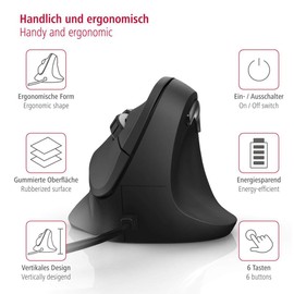 Hama 182698 | Vertical Ergonomic Mouse Anti Strain | Black