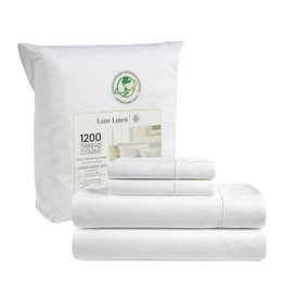 LANE LINEN 100% Egyptian Cotton White Sheets King Size - 1200 TC, 4 Pc - Luxury Sateen Weave Cotton White King Size Sheets Set - 15" Extra Deep Pocket King Sheets Sets - White Bed Sheets