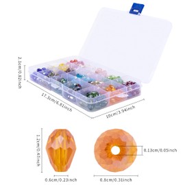 MissAudrey Teardrop Glass Crystal Beads for Jewelry Making 300pcs 8 x 12mm AB Colour Faceted Vertical Hole Shape Loose Spacer Beads Assortment for DIY Bracelet Necklace with Container