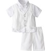 MOMBEBE COSLAND Baptism Outfits for Boys Tuxedo Formal 4PCS Suits