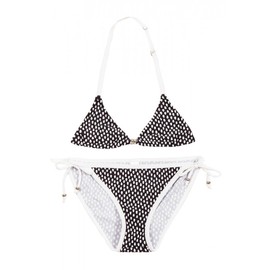 La-V Girls' Triangle Bikini Two Piece, black-white
