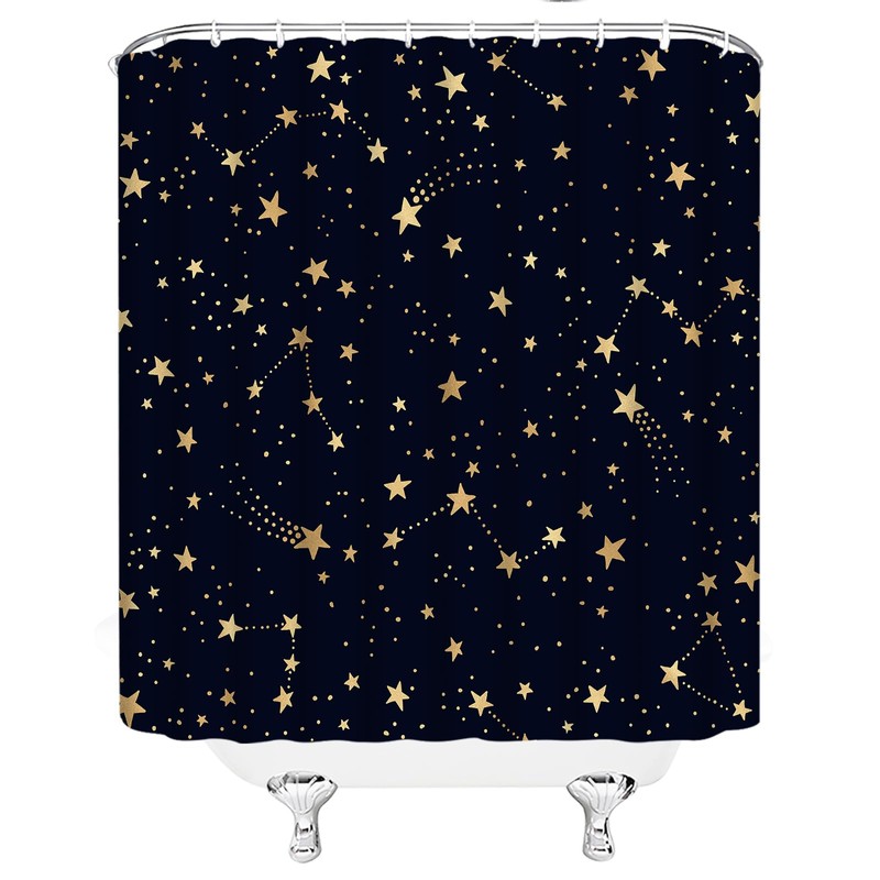 WANVYON Celestial Shower Curtain Cute Star Glitter Starry Sky Astrology