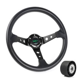 RASTP 13.8 Inch Boat Steering Wheel with 3/4“ Axle Marine Steering Wheel Adapter for Most Marine boats,Vessels,Yachts,Pontoons Boat,Black