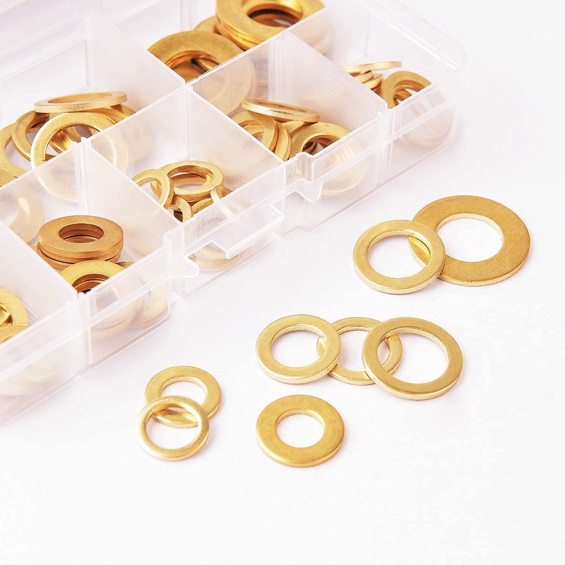 Foliv 80 pieces fitting rings assortment, brass washer set, diameter