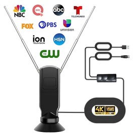 TV Antenna Indoor, Antenna for Smart TV, 360° Omni Directional Reception Digital HD Antenna Without Cable, Support 4K/8K/1080p for Free Local Channels, with Super Signal Booster, 1 PCS (Black, 3.3IN)