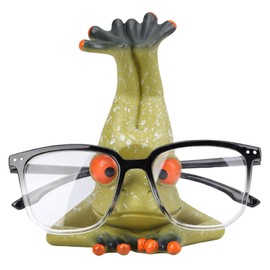 JARPSIRY - Soporte divertido para anteojos, escultura de rana de resina, escultura creativa de anteojos de sol para computadora, mesita de noche, decoración del hogar, oficina, regalo