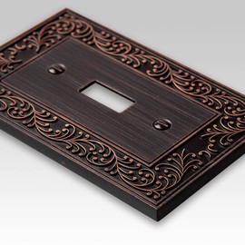 Amerelle 43TDVB English Garden Wallplate, 1 Toggle / 1 Duplex, Aged Bronze