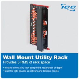 ICC Wall Mount Utility Rack, 5 RMS, Steel Construction for 19-Inch Rack Mount Equipment, Space-Saving Network Rack