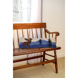 Chandler 4 Corners Artist-Designed Mountain Moose Hand-Hooked Wool Decorative Throw Pillow (8 in x 24 in) Wildlife Pillow for Couches & Beds - Easy Care & Low Maintenance - Nature & Wilderness Pillow