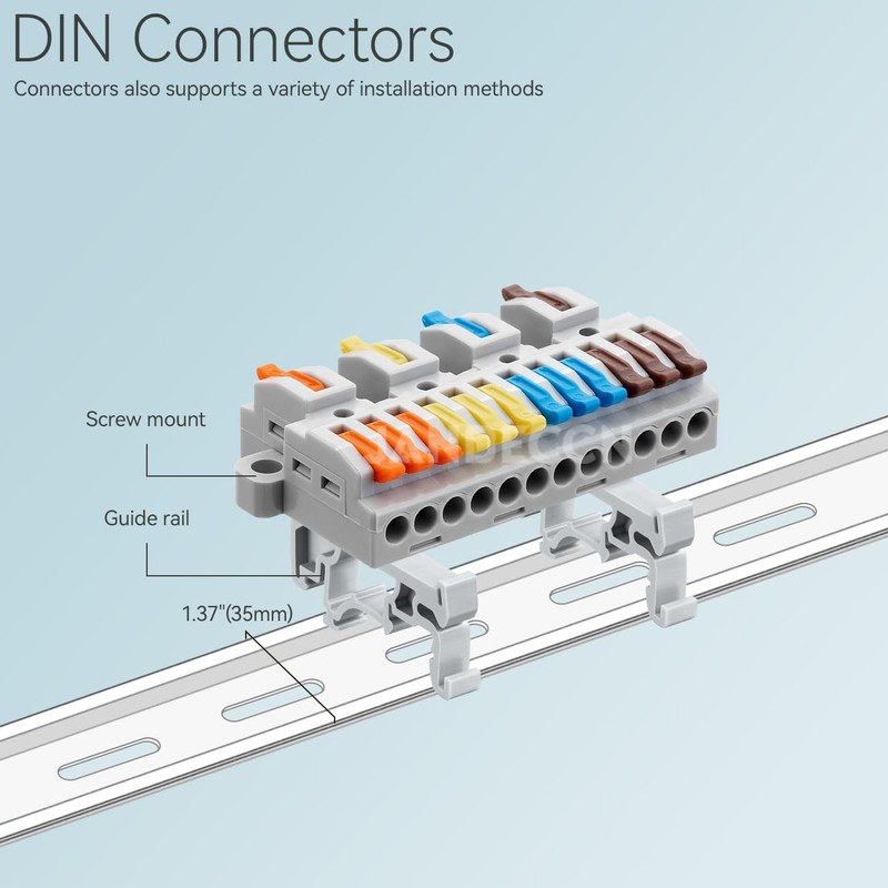JANDECCN 4pcs DIN Rail Terminal Blocks, DIY Splicing Wire Connectors