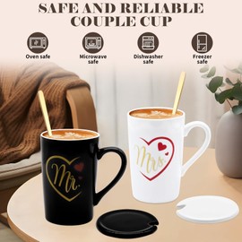 FunYat Mr and Mrs Mugs Set-Ideal Gift for Engagement, Anniversary,Bride and Groom,Housewarming,Valentines and Christmas Gifts,His and Hers Gift,14 Oz
