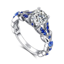 4.3 Carat Butterfly Ring 925 Sterling Silvers Crystal Ring Topaz Rings Bridal Rings Set for Women Wedding Engagement Promise With Jewelry Box (Sapphire Blue, 5.5)