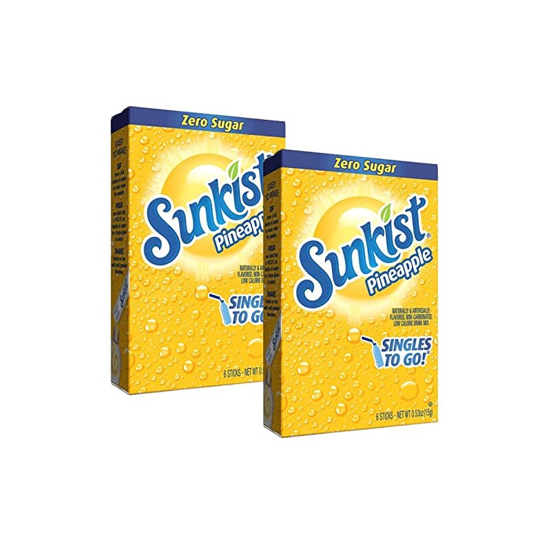 Pineapple Sunkist Singles To Go Drink Mix, Bundle of 2