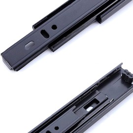 Drawer Slides 8 inch Ball Bearing Full Length 3 Section Slides Mounted Drawer Runner Slider for Cabinet Furniture, 2 Pack (Black 8 inch)