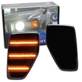 iJDMTOY Black-Out Smoked Lens Amber Triple-Row LED Strip Front Fender Side Marker Lights Compatible With Hummer 2006-2010 H3, 2009-2010 H3T, Replace OEM Amber Sidemarkers