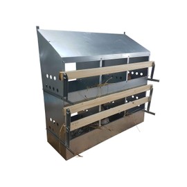 6 HOLE HEAVY DUTY 23ga GALVANIZED CHICKEN NESTING LAYING ROOST BOX MADE IN GERMANY | High front and back panels | Easy to remove and clean | Heavy duty perches hinged upward | Rust resistant 0300112