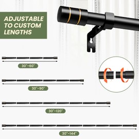 Curtain Rods for Windows 30 to 60 Inch Heavy Duty Curtain Rods Black Splicing Set with Easy Installation for Sliding Glass Door Living Room Patio Modern Design