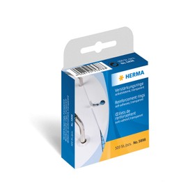 HERMA HERMA 5898 Verstärkungsringe auf Rolle, 500 Stück, Ø 12 mm, selbstklebend, reißfeste Lochverstärker Ringlochverstärker, matt, blanko Ringverstärker Lochverstärkungsringe in Spenderbox aus Folie, weiß
