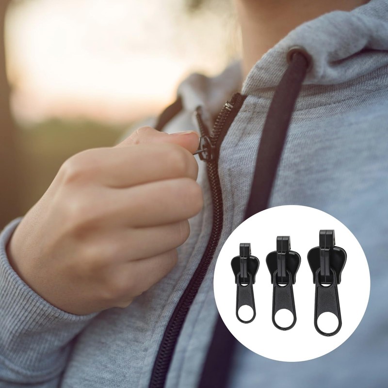6PCS Zipper Repair Kit, Zip Puller Replacement Set, 3 Sizes