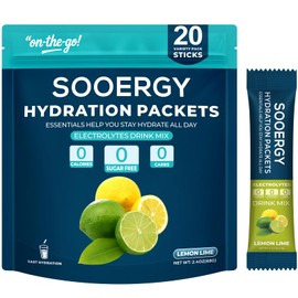Sooergy Electrolytes Powder Packets Sugar Free Hydration Packets, Liquid Daily IV Electrolyte Drink Mixex for Rehydration with Electrolytes, Vitamins, 0 Calorie, Orange Flavor, 20 Sticks