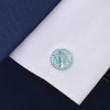 Men's Blue Balance Design Round Silver Business Simple Suit Accessory