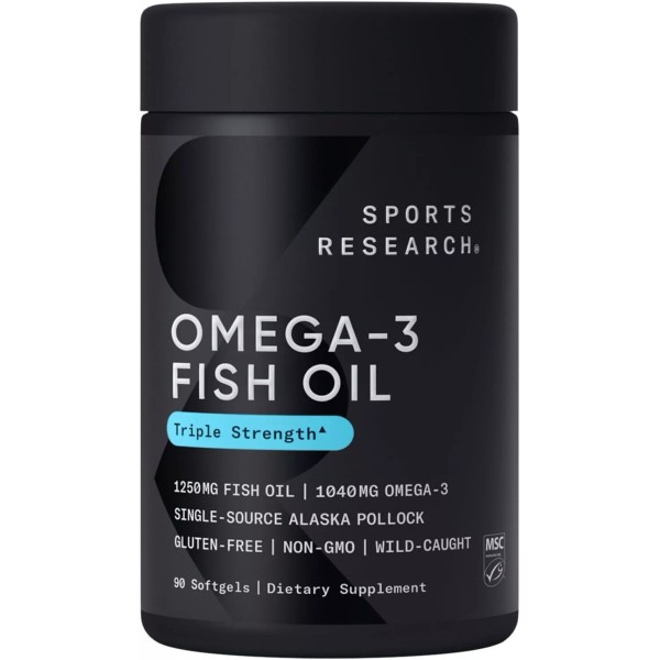 Sports Research 3x Strength Omega 3 Fish Oil Burpless Supplement