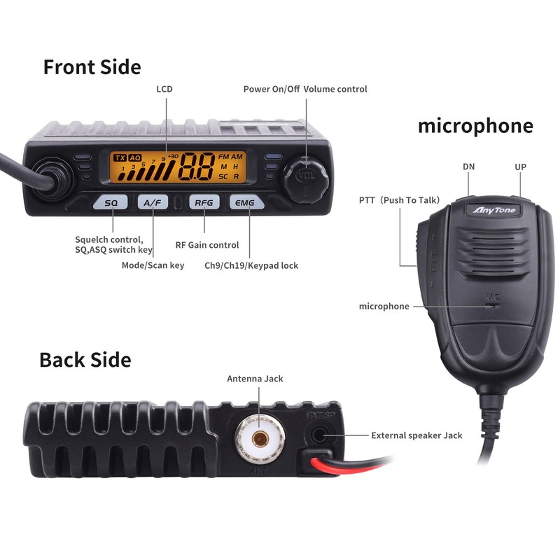 AnyTone Smart 10 Meter Radio for Truck, Small Size,AM PEP