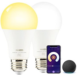 HVS Smart Light Bulbs, Dimmable Tunable Cool to Warm White LED Edison Bulb A19 E26 9Wï¼100W Equivalent) 2500k-6500k, Bluetooth 2.4GHz WiFi(Only) APP Control, Work with Alexa/Google Assistant,2 Packs