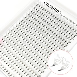 COZBIRD Premade Fans 8D Eyelash Extensions 320 Fans Volume Lash 0.07mm D curl 12mm Pointy Base Sharp Narrow Stem Fluffy Matte Black Soft