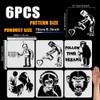 FINGERINSPIRE 6 PCS Bansky Graffiti Stencils 11.8x11.8 inch with Bamboo