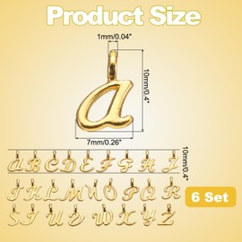 sourcing map A-Z Letter Charm, 6Set/156pcs Alphabet Pendants Initial Small Letter Charm Set for DIY Bracelet Necklace Pendants Earring Jewelry, Gold