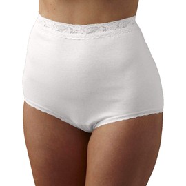 National Baby-Soft, Lace-Trimmed All-Cotton Women's Panties, White, 8, 6-pk