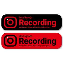 Isaac Trading STC-092 Dash Cam Recording Stickers, Waterproof, Weatherproof, English, Solid Color, Stickers, 5.0 x 1.3 inches (127 x 33 mm), Set of 2 Colors, For Cars (Red / Black)