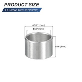 QUARKZMAN Pack of 5 Spacer Sleeves Stainless Steel 10 mm ID x 12 mm OD x 8 mm L 304 Stainless Steel Round Spacers without Thread Columns for Screws 3/8 Inch or M10