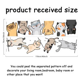 SUPERDANT Carton Cat Wall Decor Pet Cats Wall Decal Peel and Stick Sleeping Cat Wall Decals DIY Art PVC Wall Decal Decorations to Stick On the Wall For Kid's Bedroom Living Room Pet Shop