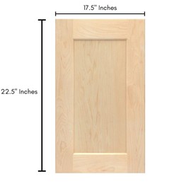 ONESTOCK Unfinished Maple Shaker Cabinet Door Front Replacement - 17.5W x 22.5H | Ready to Paint or Stain | Solid Wood | Cabinet Door Replacement