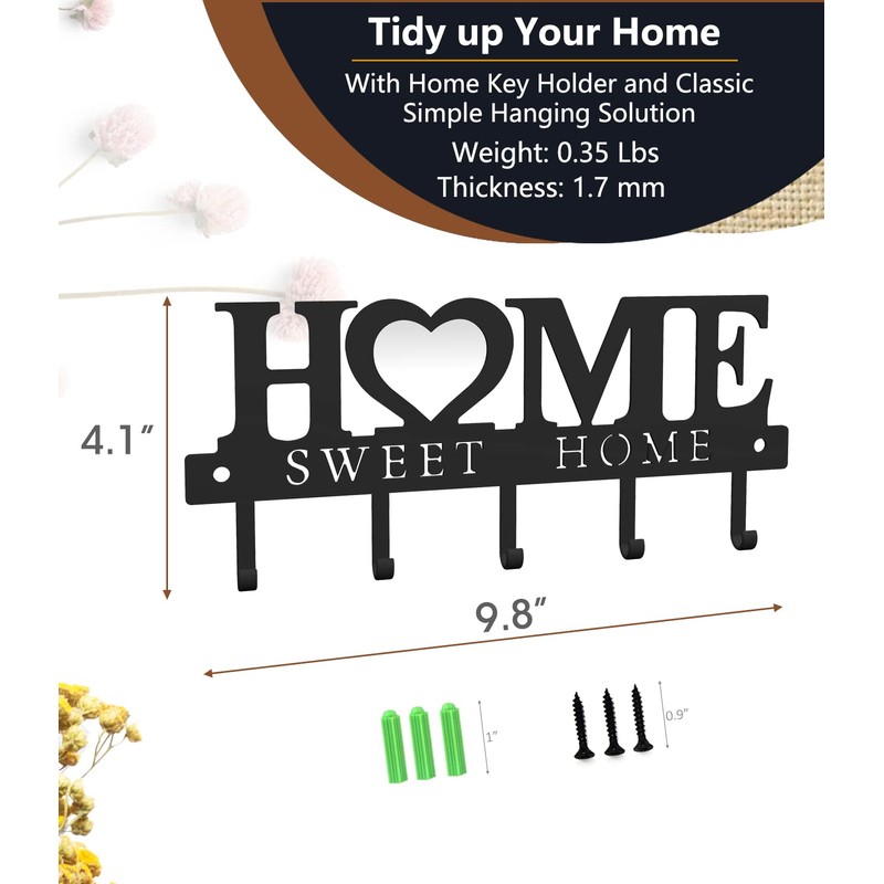 WIPHANY Key Holder Hooks Organizer Hanger Rack Wall Mounted with