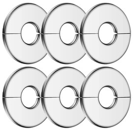 ACYDSR Stainless Steel Cover Rosette Diameter 34 mm Stainless Steel Rosette Pipe Covers, Split Pipe Covers, Rosette Tap, Tap Cover, Pipe Cover, Wall Rosette Stainless Steel for Pipe, Pack of 6