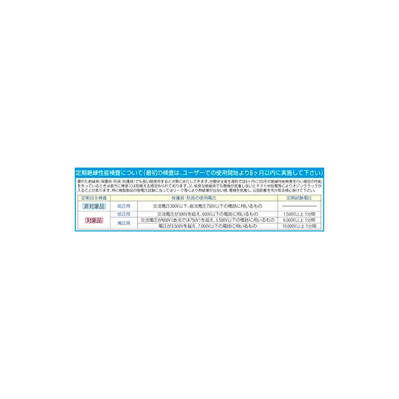 低圧用絶縁薄手ｺﾞﾑ手袋(直流750V/交流300V)