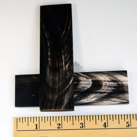 Premium Handle Scales, Knife Making Material, 2-Piece Set (White & Black Buffalo Horn)
