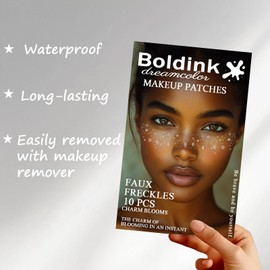 Boldink 10 Pcs Makeup Patches - Glitter Freckles, Waterproof Face Glitter Speckles, Temporary Face Freckles (Silver Snowflake)