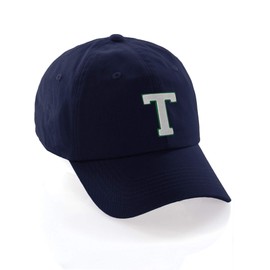 I&W Hatgear Customized Letter Intial Baseball Hat A to Z Team Colors, Navy Cap Green White Letter T