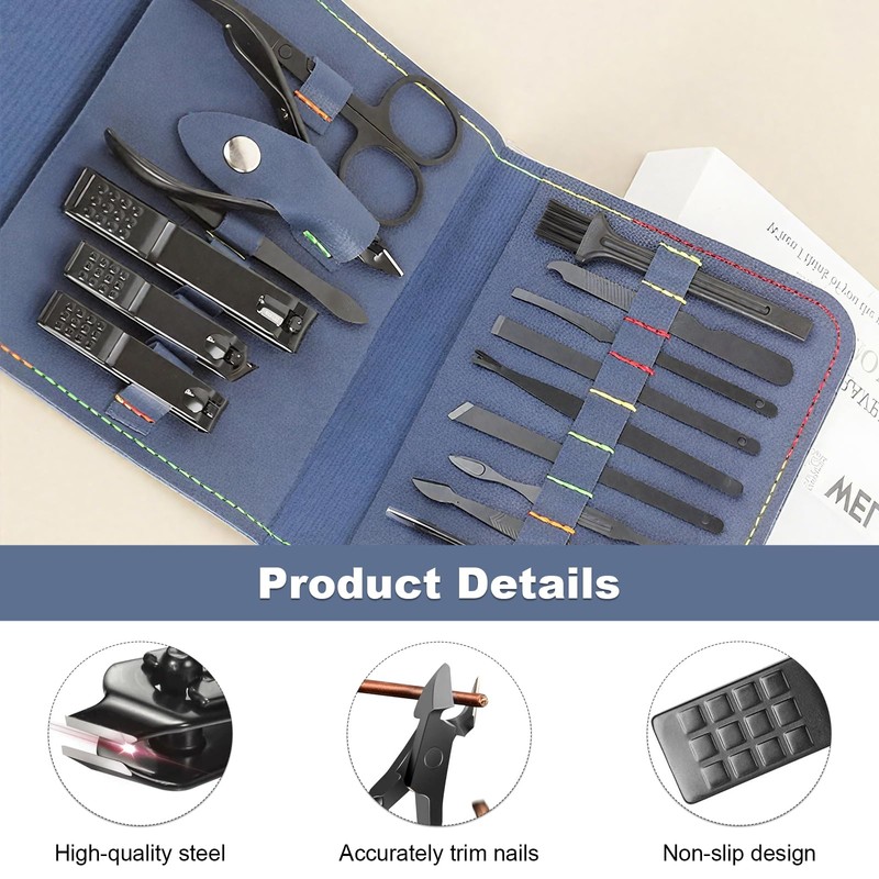 Zangzhixiong Professional Nail Care Kit, 16-Piece Manicure and Pedicure Set