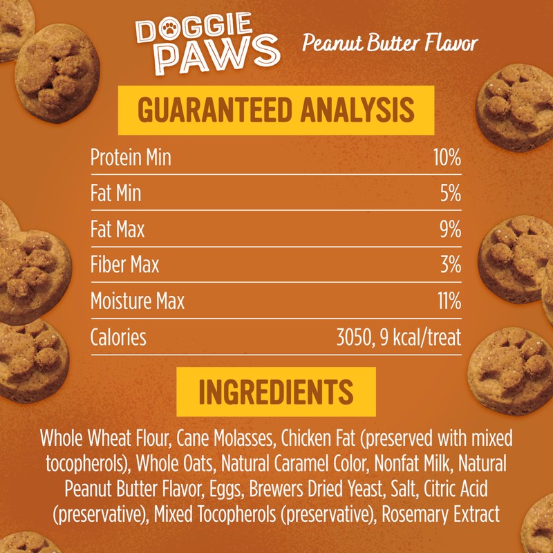 Blue Dog Bakery Natural Dog Treats, Doggie Paws, Peanut Butter