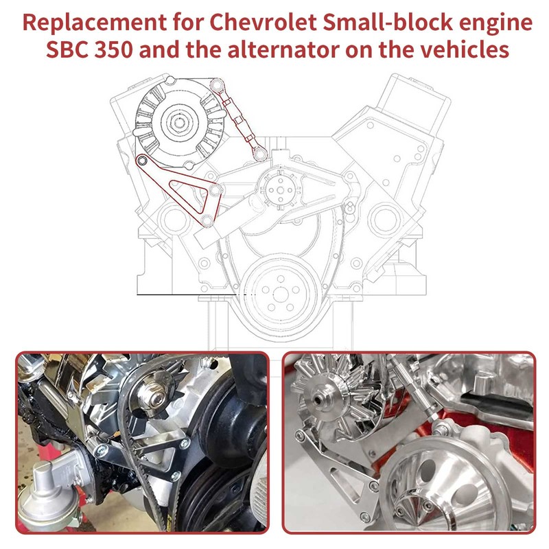 SBC Alternator Bracket, Long Water Pump Lwp Aluminum Alternator Bracket